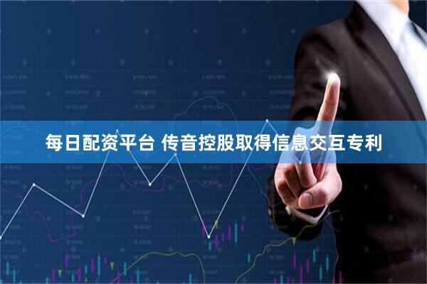 每日配资平台 传音控股取得信息交互专利