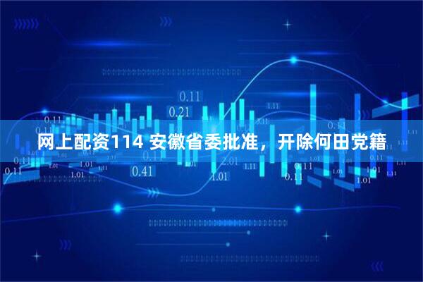 网上配资114 安徽省委批准，开除何田党籍